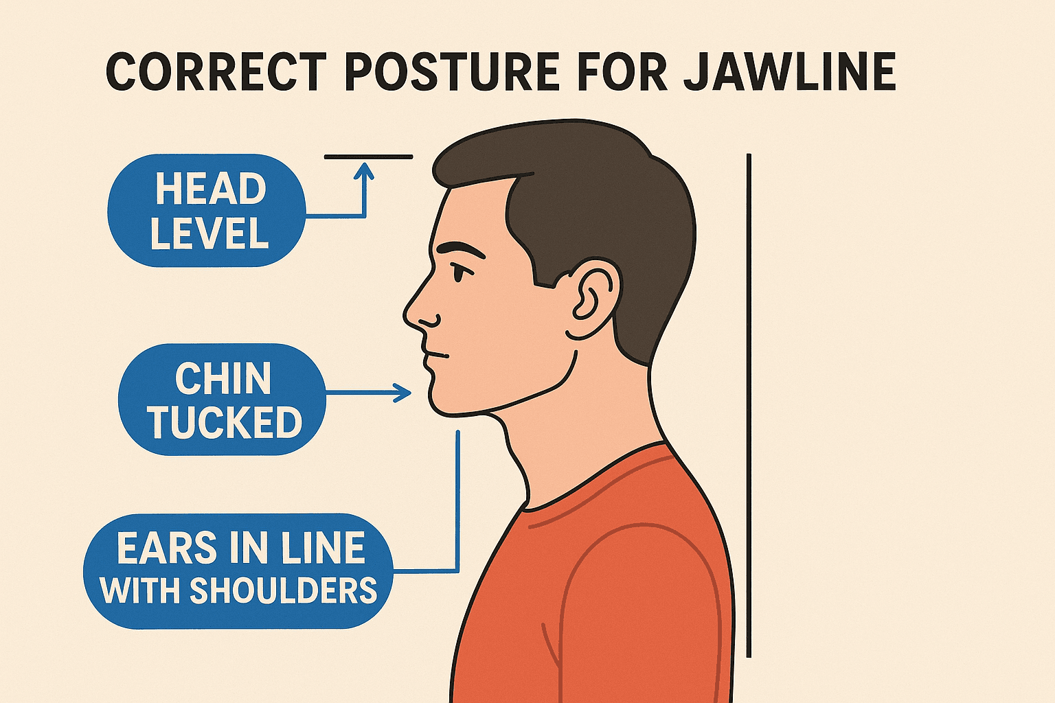 Diagram of correct posture for jawline