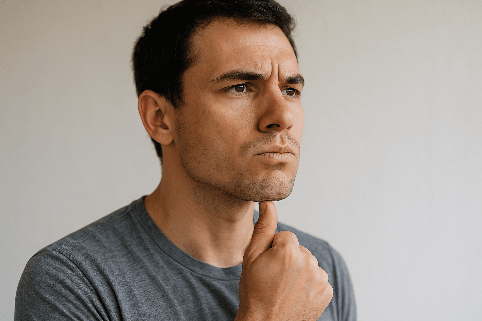 Man performing facial exercise