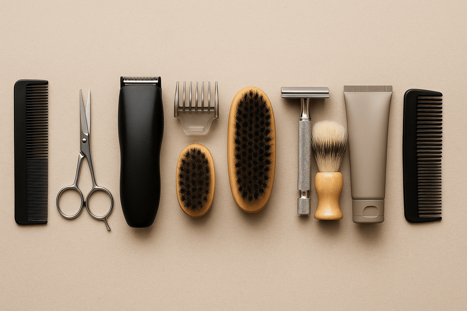 Collection of grooming tools neatly arranged