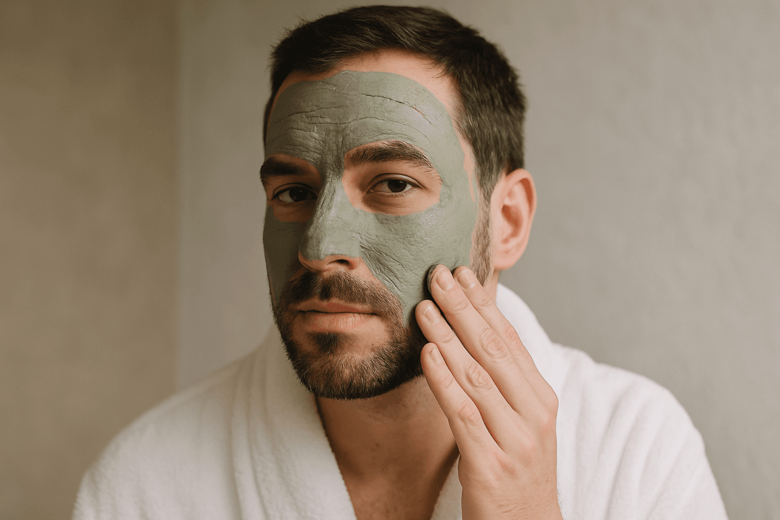 Man applying clay mask