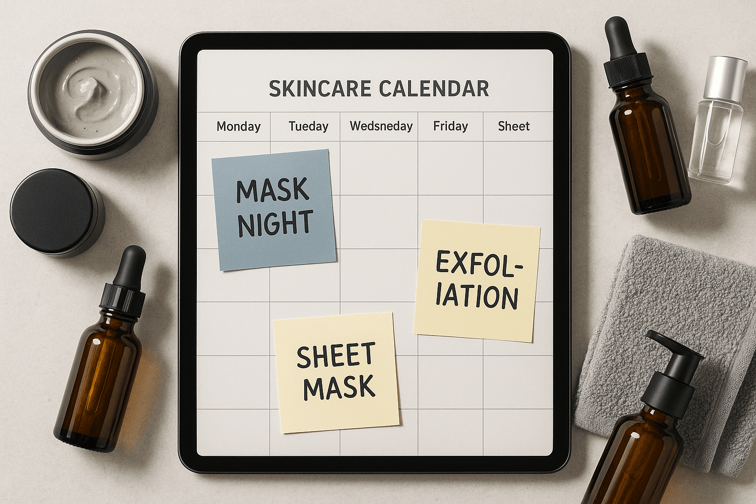 Weekly skincare planning board