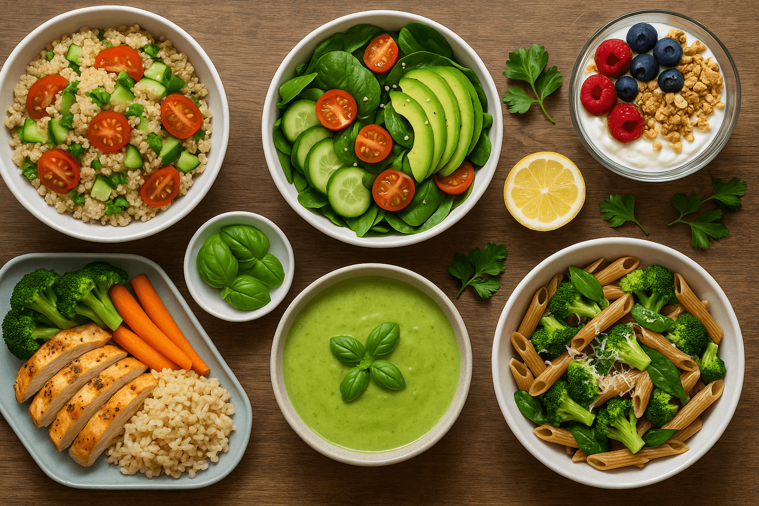 Healthy meals on table
